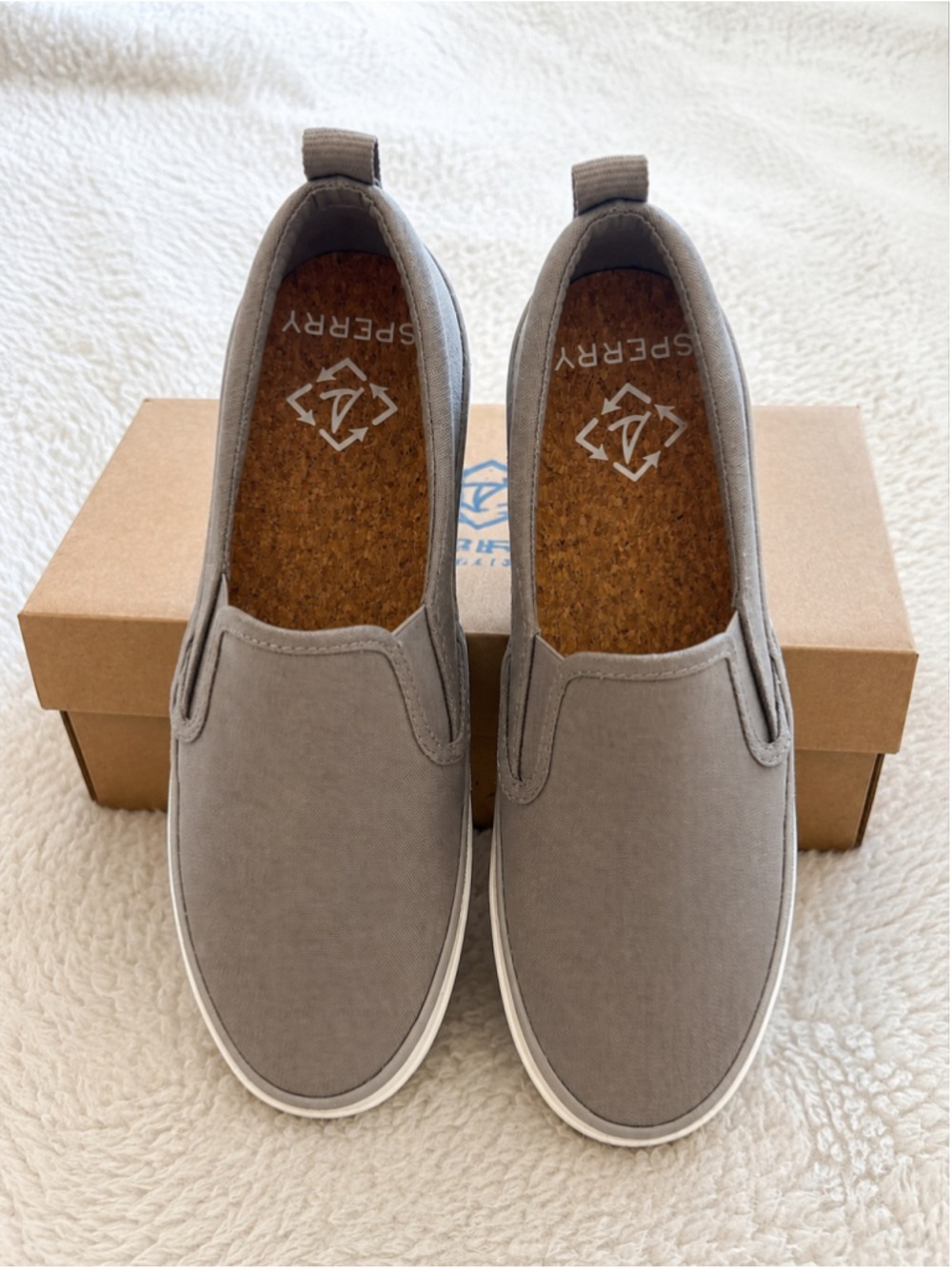 Sperry Crest Twin Gore RPET Gray Canvas Slip-On Shoes Women’s Size 6 NIB